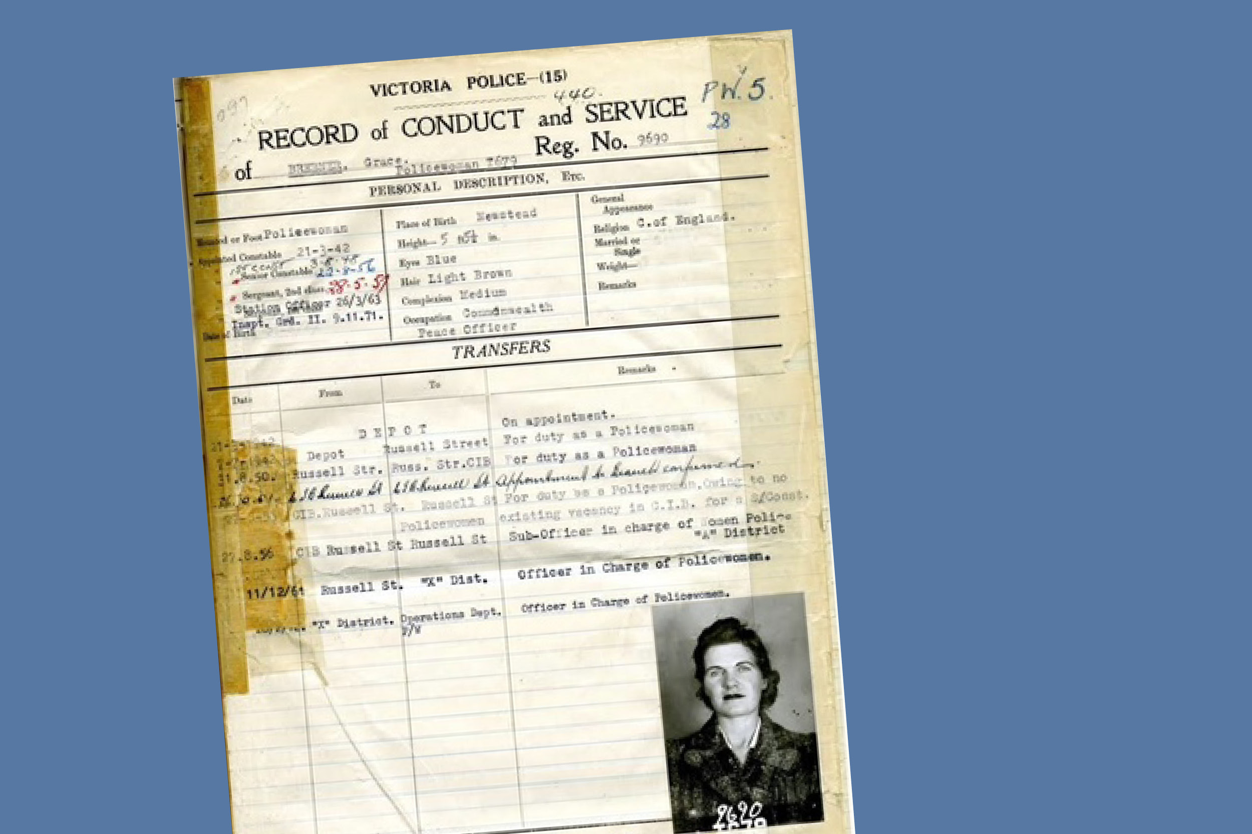 Record of Conduct and Service, 1942, Courtesy of Victoria Police Museum